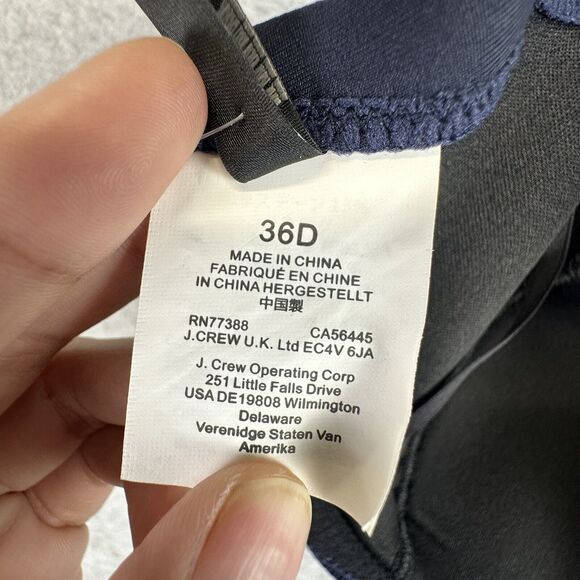 J Crew Bikini Top 36D Bathing Suit Strapless Navy Padded‎ Underwire Bandeau NWT - Picture 11 of 13